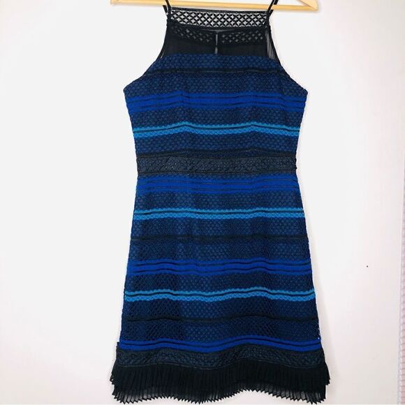 Adelyn Rae Blue & Black Illusion Lace Crochet Dress | Size M | NWT - Picture 4 of 14